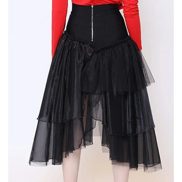 GRACIA WOMENS SIZE MEDIUM TULLE LAYERED BANDAGE SKIRT BLACK WITCHY FAIRY SWIFTIE - Picture 2 of 15